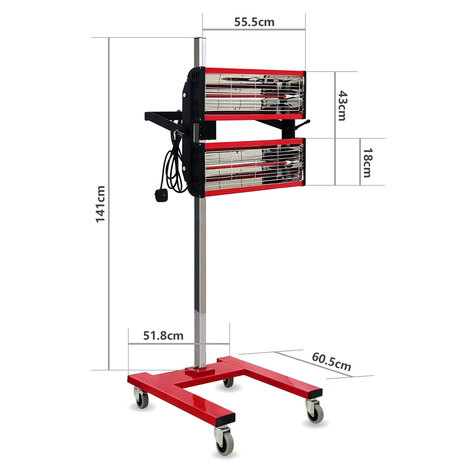 Solary Infrared Paint Curing Lamp, 2100W 110V Short Wave Infrared Paint Dryer with Timer for Car Paint Spray Booth, Red - Image 8