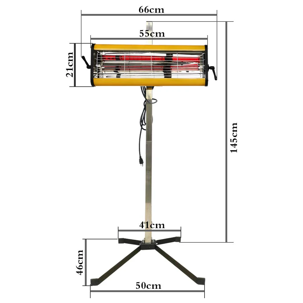 Solary Baking Infrared Paint Curing Lamp, 1050W 110V Short Wave Infrared Paint Baking Lamp - Image 6